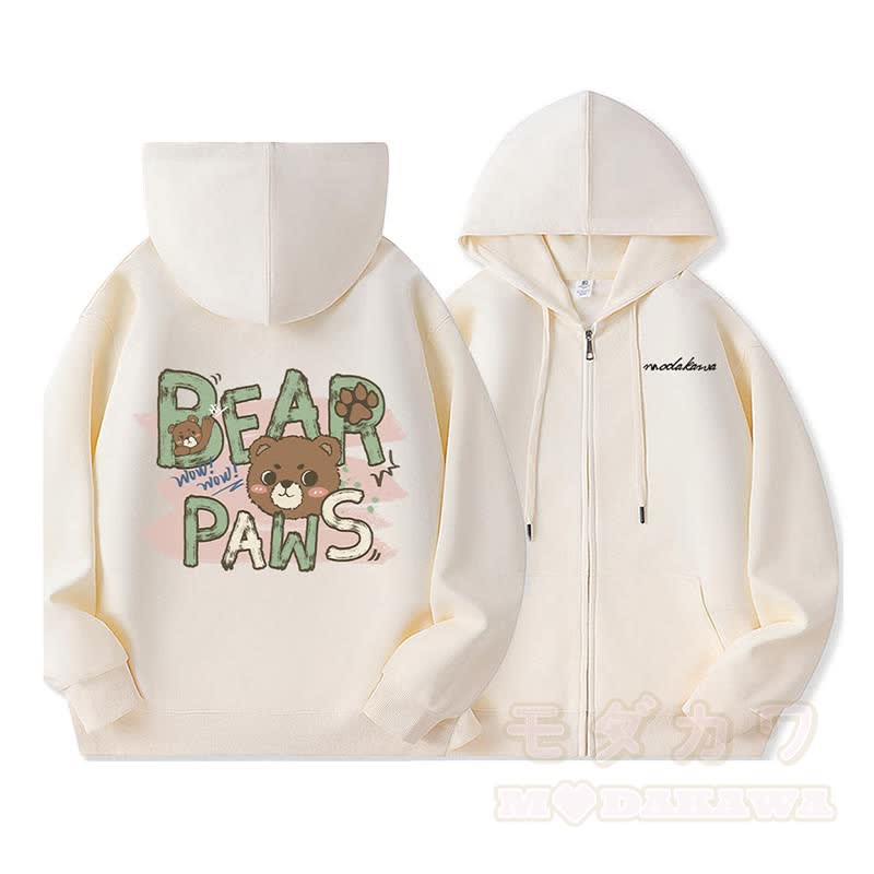 BEAR PAWS Kapuzenpullover mit süßem Bären-Motiv und Fleecefutter, Reißverschluss - image 1