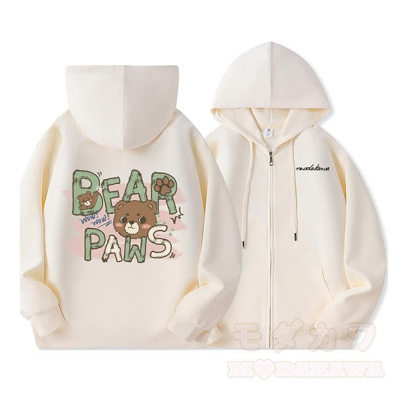 BEAR PAWS Kapuzenpullover mit süßem Bären-Motiv und Fleecefutter, Reißverschluss - image 1