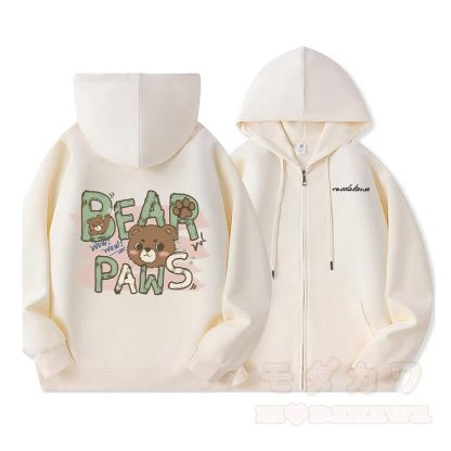 BEAR PAWS Kapuzenpullover mit süßem Bären-Motiv und Fleecefutter, Reißverschluss - image 1