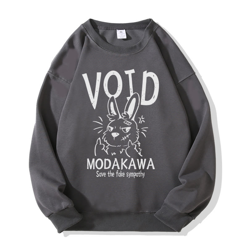 MODAKAWA VOID Unisex-Sweatshirt mit Grumpy-Bunny-Grafik - Dark Grey - 5XL - image 1