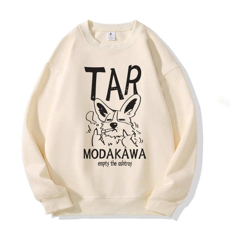 MODAKAWA TAR Unisex-Sweatshirt mit Grumpy Smoking Puppy-Grafik - Beige - 5XL - image 1