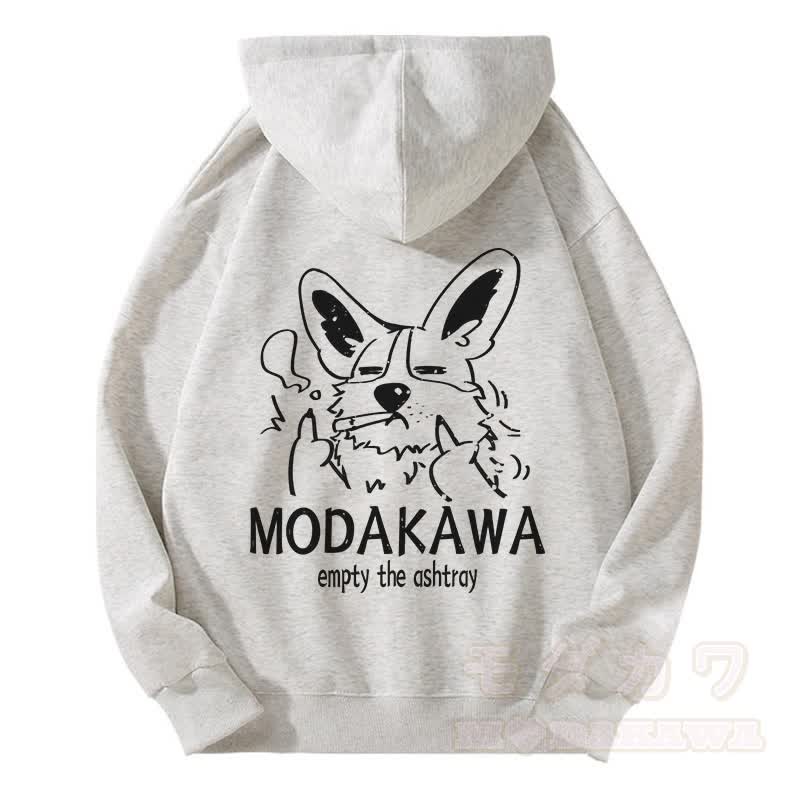 MODAKAWA TAR Kapuzenpullover mit Reißverschluss und Fleecefutter, Motiv „Grumpy Smoking Puppy“ - Grau - 5XL - image 2