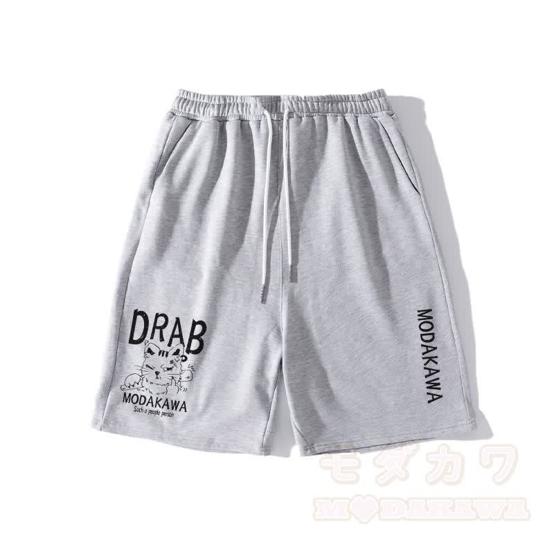 MODAKAWA DRAB Shorts mit Grumpy-Cat-Grafik - Grau - 5XL - image 2