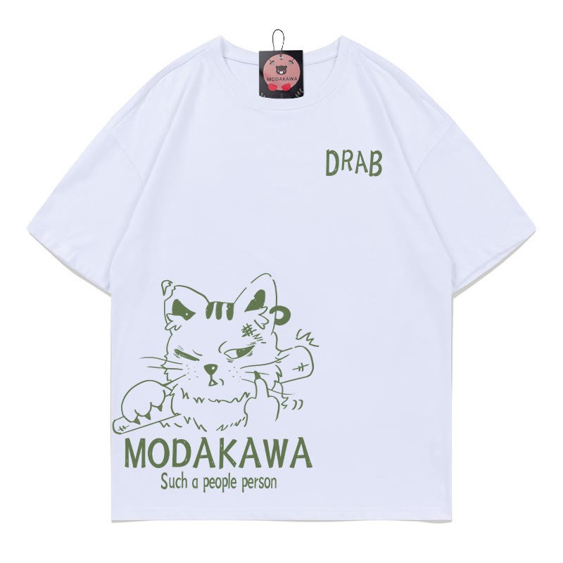 MODAKAWA DRAB T-Shirt mit Grumpy-Cat-Grafik - Weiß - 5XL - image 3