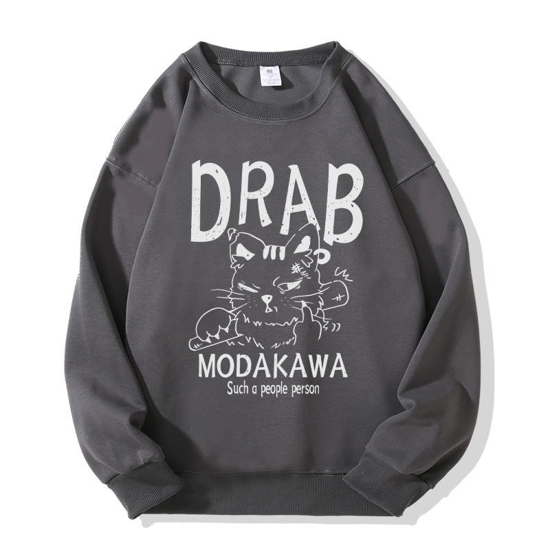MODAKAWA DRAB Unisex-Sweatshirt mit Grumpy-Cat-Motiv - Dark Grey - 5XL - image 1