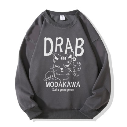 MODAKAWA DRAB Unisex-Sweatshirt mit Grumpy-Cat-Motiv - Dark Grey - 5XL - image 1