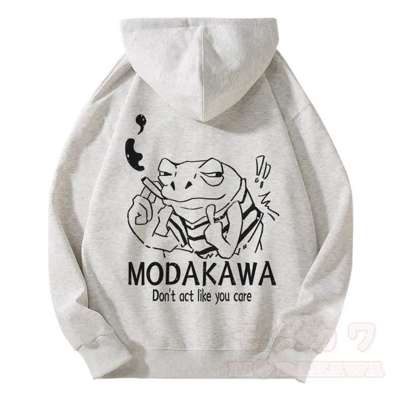 MODAKAWA MEH Kapuzenpullover mit Reißverschluss und Grumpy Smoking Frog-Grafik, Fleecefutter - Grau - 5XL - image 2