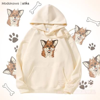 Kapuzenpullover mit Fleecefutter und Fuchs mit Brille - Beige - 5XL - image 2