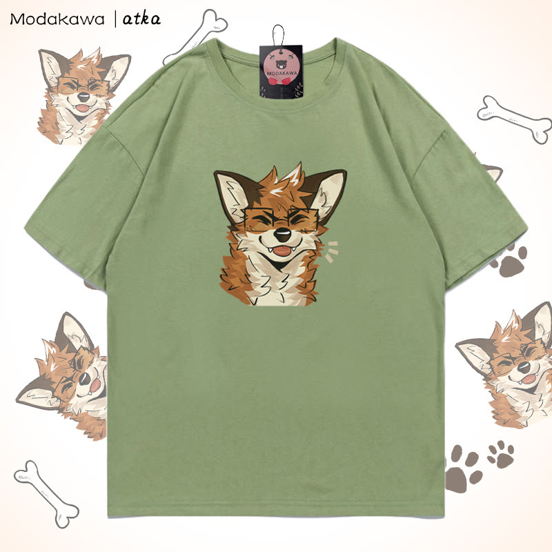 MODAKAWA X atka Fuchs mit Brille Grafik-T-Shirt - Green - 5XL - image 1