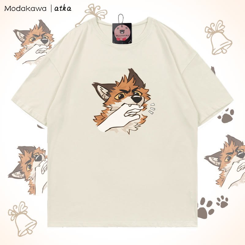 MODAKAWA X atka Playful Fox Grafik-T-Shirt - Beige - 5XL - image 1