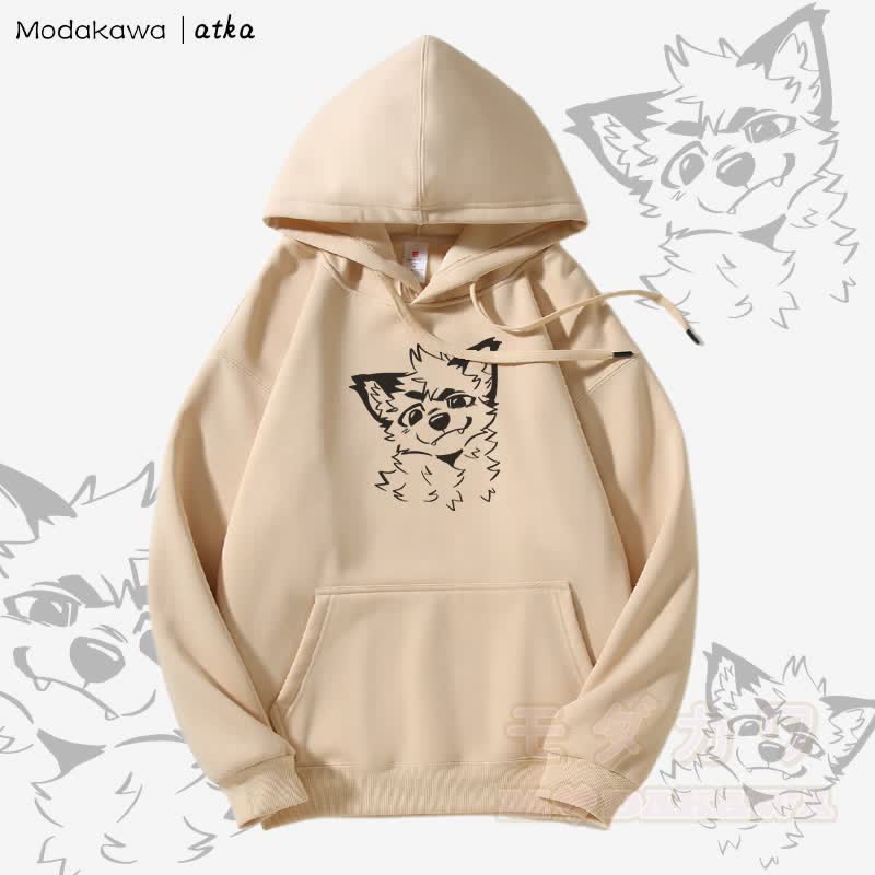 Niedlicher Hoodie mit Fleecefutter und Fuchs-Grafik - Aprikose - 5XL - image 2