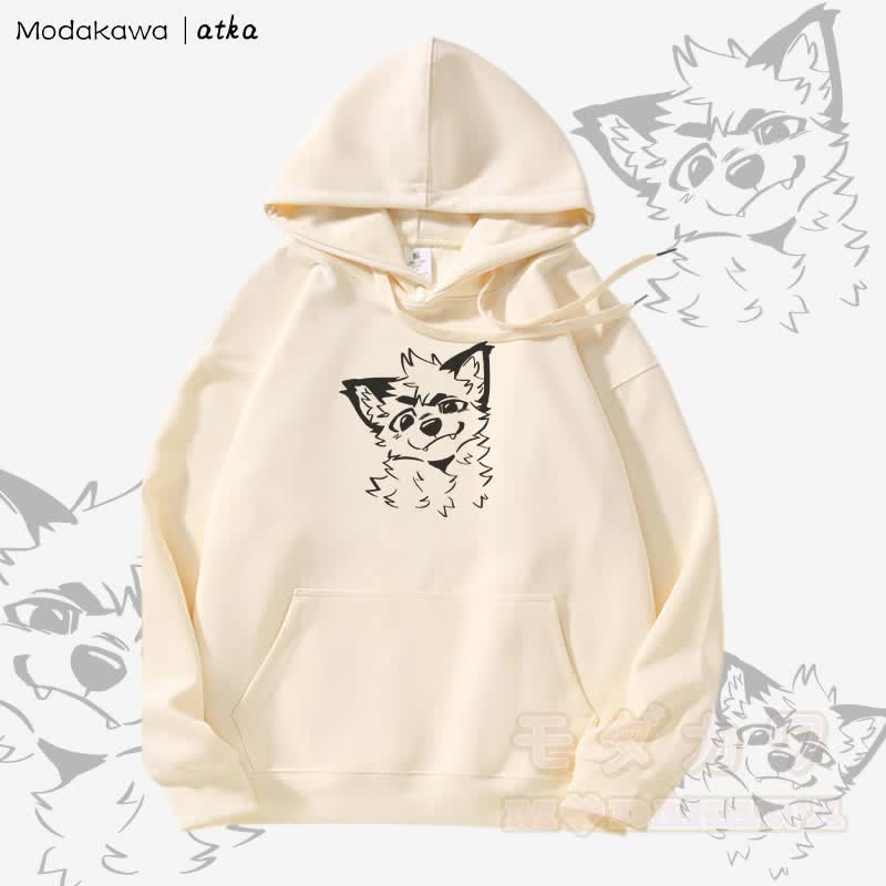 Niedlicher Hoodie mit Fleecefutter und Fuchs-Grafik - Beige - 5XL - image 1