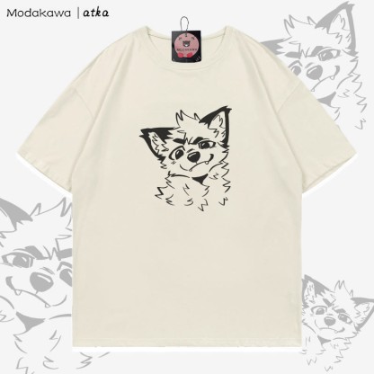 MODAKAWA X atka T-Shirt mit niedlichem Fuchs-Grafik - Beige - 5XL - image 2