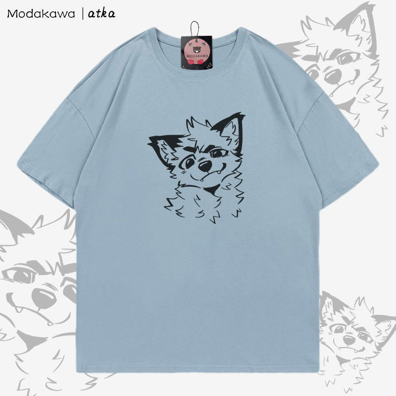 MODAKAWA X atka T-Shirt mit niedlichem Fuchs-Grafik - Blue - 5XL - image 1