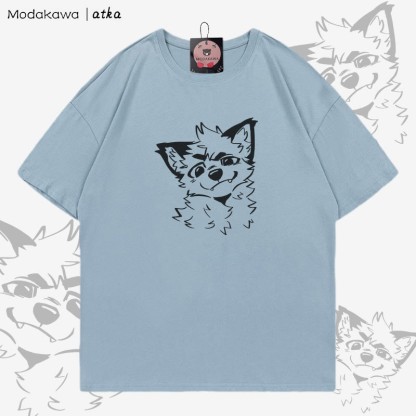 MODAKAWA X atka T-Shirt mit niedlichem Fuchs-Grafik - Blue - 5XL - image 1