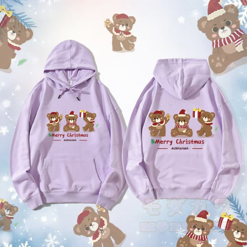 MODAKAWA Drei Weihnachtsbären Grafik Streetwear Pullover Hoodie - Lila - 5XL - image 2