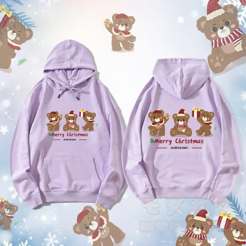 MODAKAWA Drei Weihnachtsbären Grafik Streetwear Pullover Hoodie - Lila - 5XL - image 2