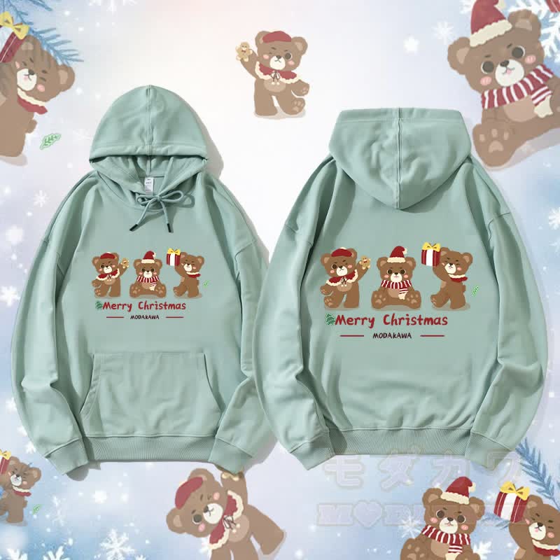MODAKAWA Drei Weihnachtsbären Grafik Streetwear Pullover Hoodie - Grün - 5XL - image 1