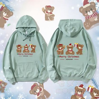 MODAKAWA Drei Weihnachtsbären Grafik Streetwear Pullover Hoodie - Grün - 5XL - image 1