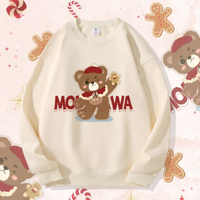 MODAKAWA Unisex-Sweatshirt mit Weihnachtsbär-Motiv - Beige A - 5XL - image 1