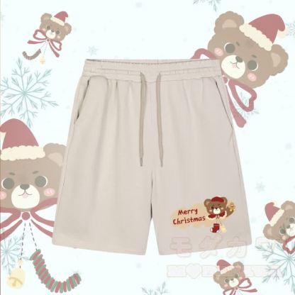 MODAKAWA Shorts mit Weihnachtsbär-Grafik - Aprikose - 5XL - image 1