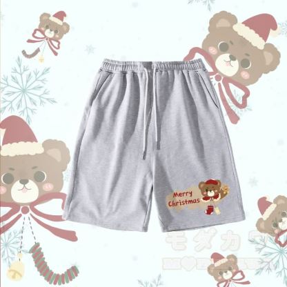 MODAKAWA Shorts mit Weihnachtsbär-Grafik - Grau - 5XL - image 2