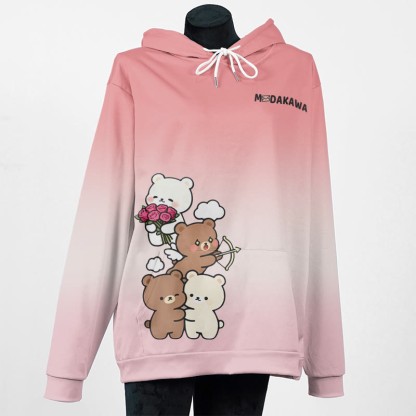 MODAKAWA Farbverlauf-Pullover-Hoodie mit Bärenmotiv - Pink B - 5XL - image 5