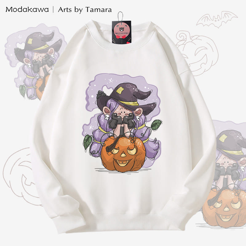 MODAKAWA X Arts by Tamara Hexen-Kürbis-Halloween-Grafik Unisex-Sweatshirt - White - 5XL - image 3