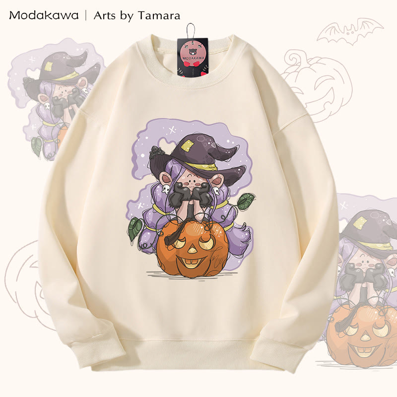 MODAKAWA X Arts by Tamara Hexen-Kürbis-Halloween-Grafik Unisex-Sweatshirt - Beige - 5XL - image 1