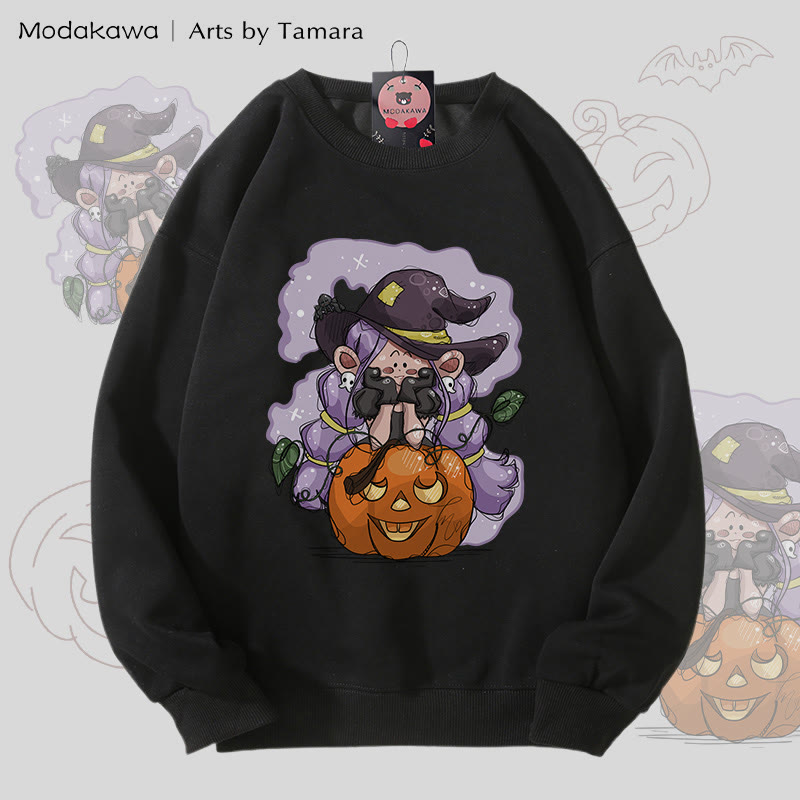 MODAKAWA X Arts by Tamara Hexen-Kürbis-Halloween-Grafik Unisex-Sweatshirt - Black - 5XL - image 4