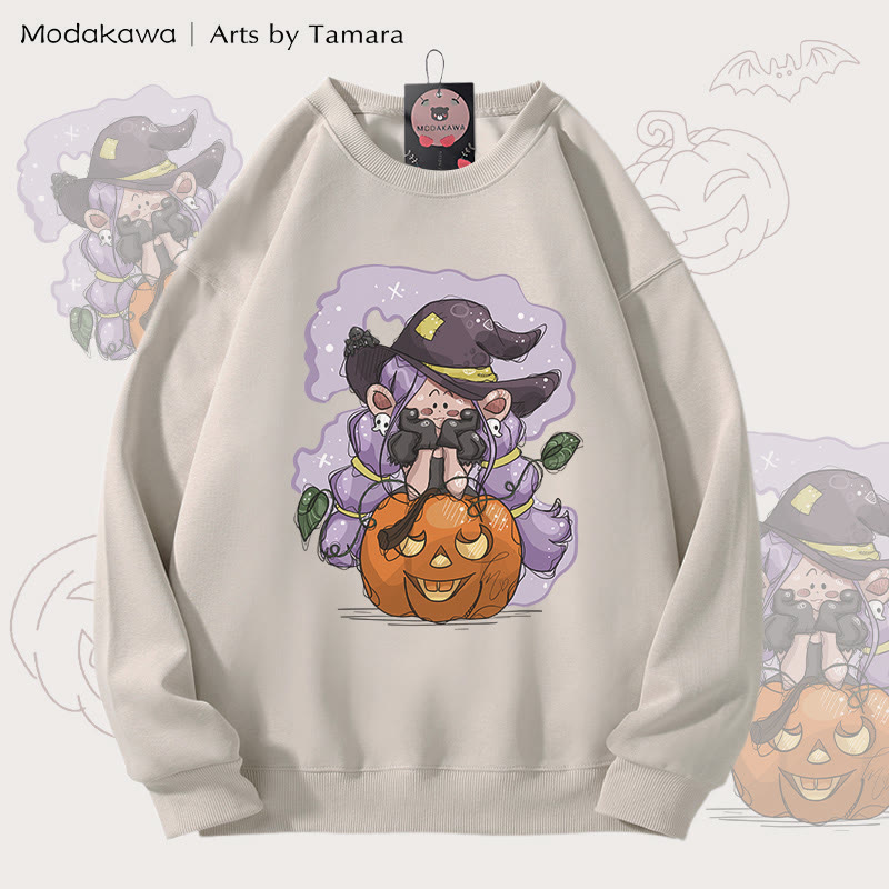 MODAKAWA X Arts by Tamara Hexen-Kürbis-Halloween-Grafik Unisex-Sweatshirt - Light Beige - 5XL - image 2