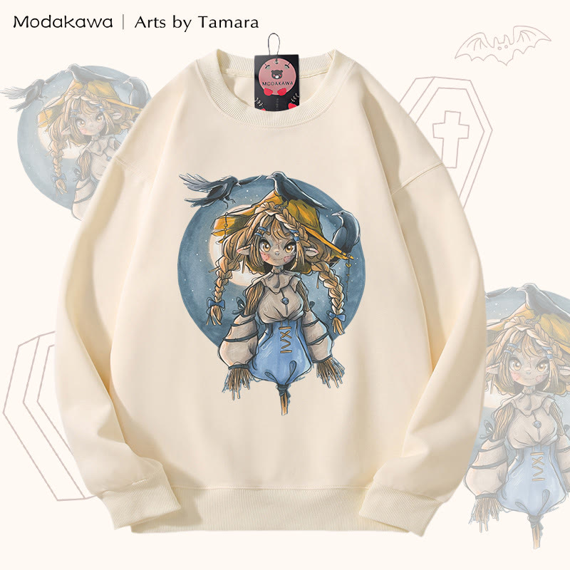MODAKAWA X Arts by Tamara Scarecrow Graphic Unisex Sweatshirt - Beige - 5XL - image 2