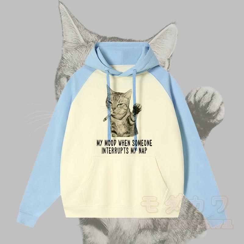 MEINE STIMMUNG, WENN JEMAND MEIN MITTAGSSCHLAF UNTERBRICHT. Streetwear-Hoodie mit Raucherkatzen-Grafik und Farben . - Blau - 3XL - image 2