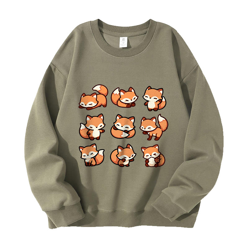 MODAKAWA Unisex-Sweatshirt mit Fuchs-Motiv - Light Khaki - 5XL - image 1