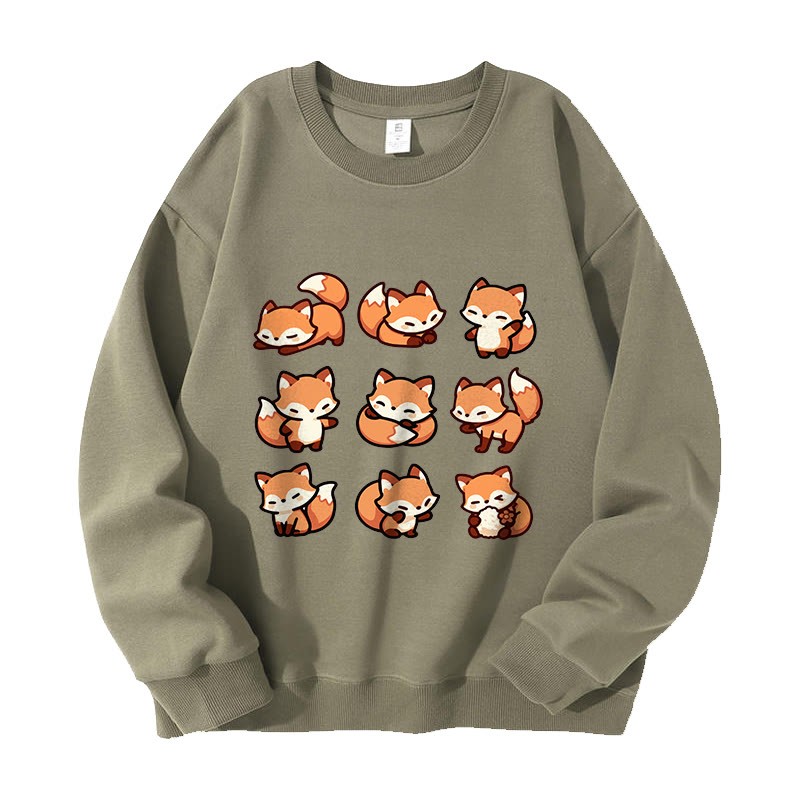 MODAKAWA Unisex-Sweatshirt mit Fuchs-Motiv - Light Khaki - 5XL - image 1