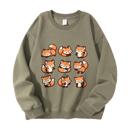 MODAKAWA Unisex-Sweatshirt mit Fuchs-Motiv - Light Khaki - 5XL - image 1
