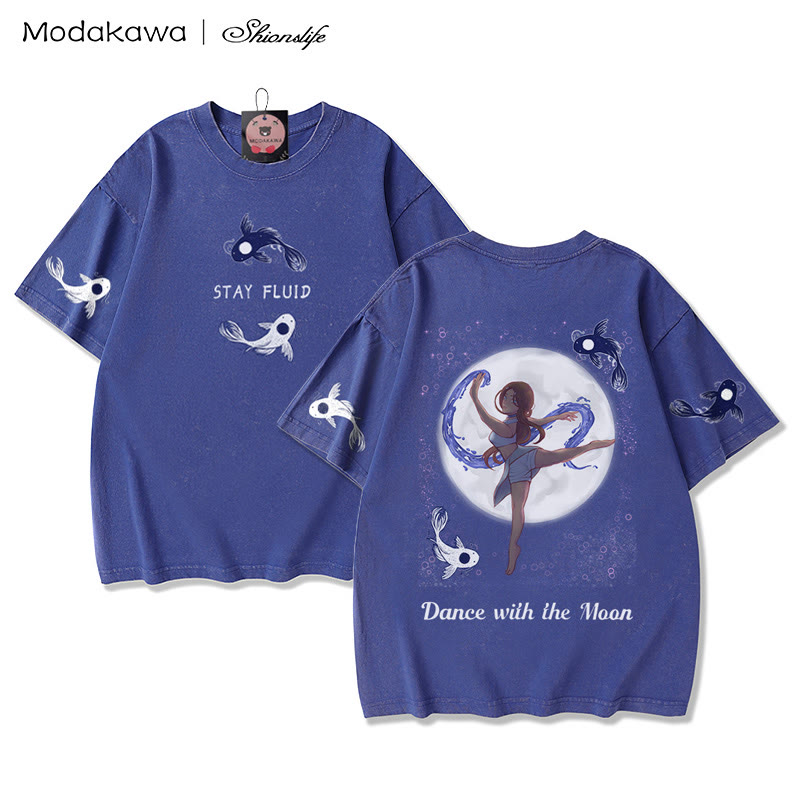 MODAKAWA X Shionslife – T-Shirt „Moon and Ocean Spirit“ aus gewaschener Vintage-Baumwolle, 100 % - image 1