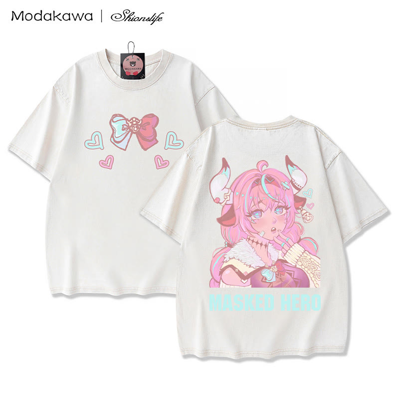 MODAKAWA X Shionslife Masked Hero gewaschenes T-Shirt aus 100 % Baumwolle - image 1