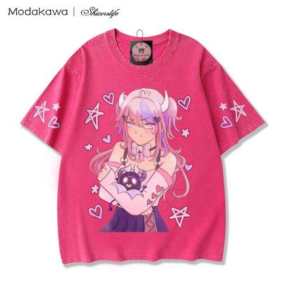 MODAKAWA X Shionslife Ironmouse und Bubi gewaschenes T-Shirt aus 100 % Baumwolle - Rose Red - 5XL - image 2