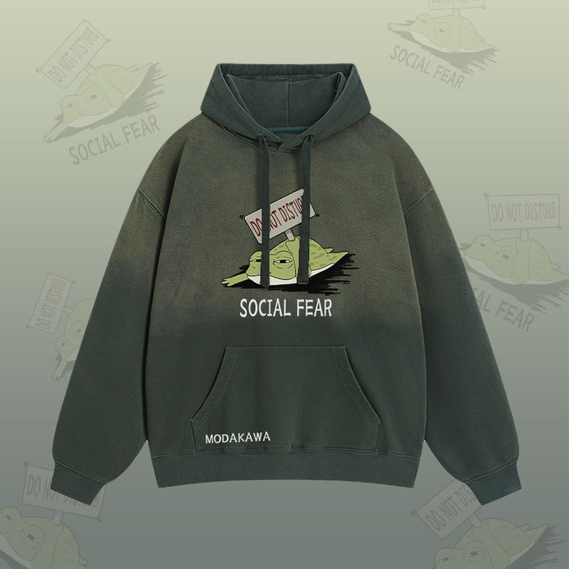 NICHT STÖREN SOZIALE ANGST Frosch-Grafik-Farbverlauf-Streetwear-Hoodie - Green - 2XL - image 3