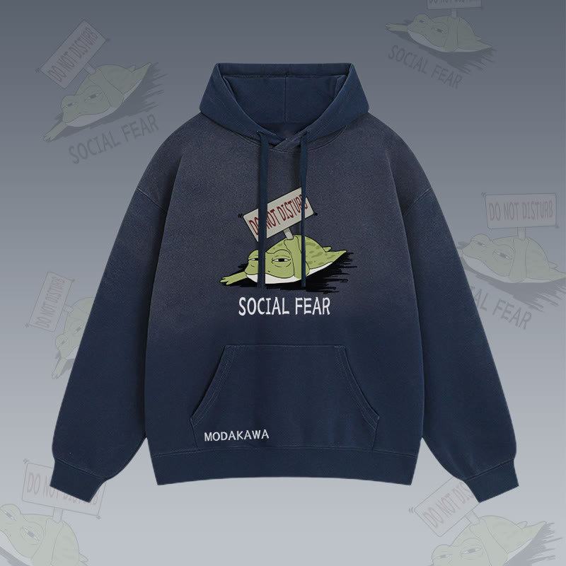 NICHT STÖREN SOZIALE ANGST Frosch-Grafik-Farbverlauf-Streetwear-Hoodie - Purplish Blue - 2XL - image 1