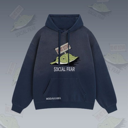 NICHT STÖREN SOZIALE ANGST Frosch-Grafik-Farbverlauf-Streetwear-Hoodie - Purplish Blue - 2XL - image 1