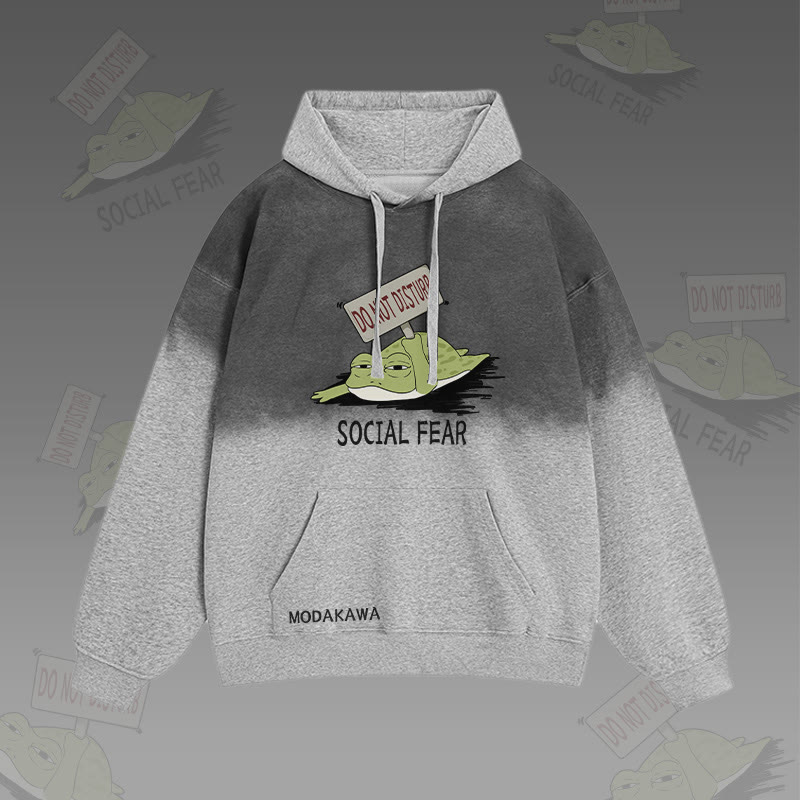 NICHT STÖREN SOZIALE ANGST Frosch-Grafik-Farbverlauf-Streetwear-Hoodie - Grey - 2XL - image 4