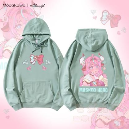 MODAKAWA X Shionslife MASKED HERO Grafik-Streetwear-Kapuzenpullover - Grün - 5XL - image 2