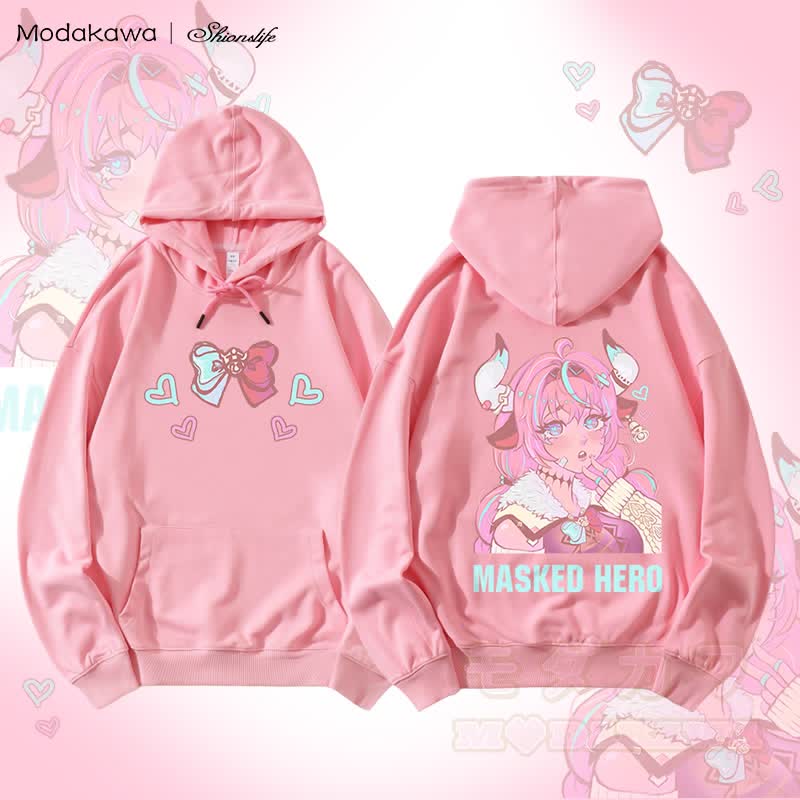 MODAKAWA X Shionslife MASKED HERO Grafik-Streetwear-Kapuzenpullover - Rosa - 5XL - image 1