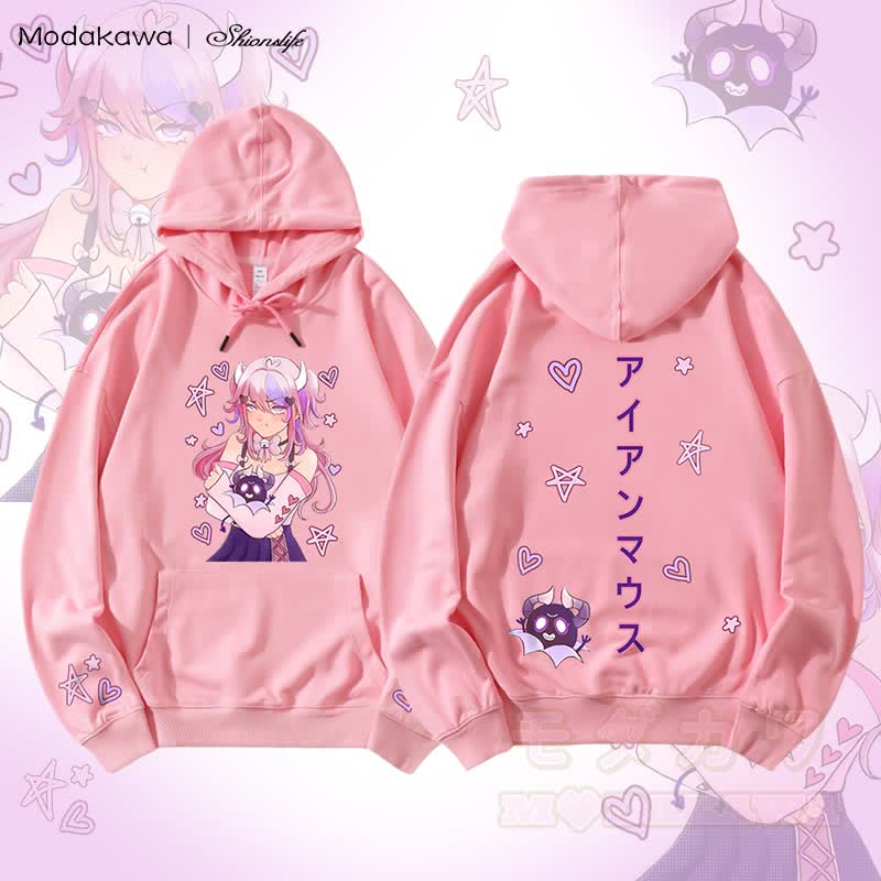 MODAKAWA X Shionslife Ironmouse und Bubi Graphic Streetwear Pullover Hoodie - Rosa - 5XL - image 2