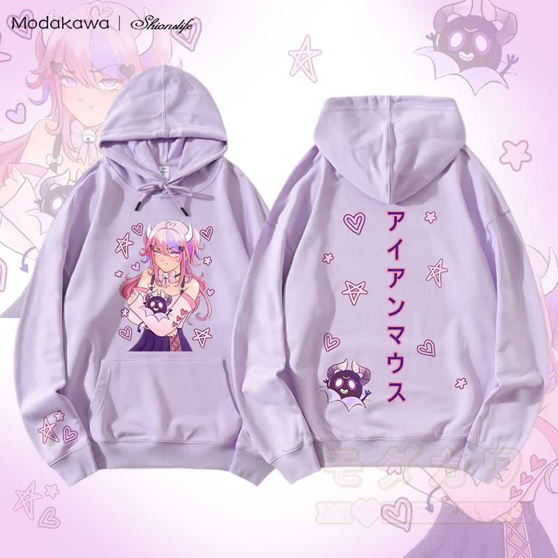 MODAKAWA X Shionslife Ironmouse und Bubi Graphic Streetwear Pullover Hoodie - Lila - 5XL - image 1