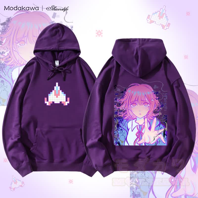 MODAKAWA X Shionslife Chiaki Nanami Graphic Streetwear Hoodie - Dunkelviolett - 5XL - image 1
