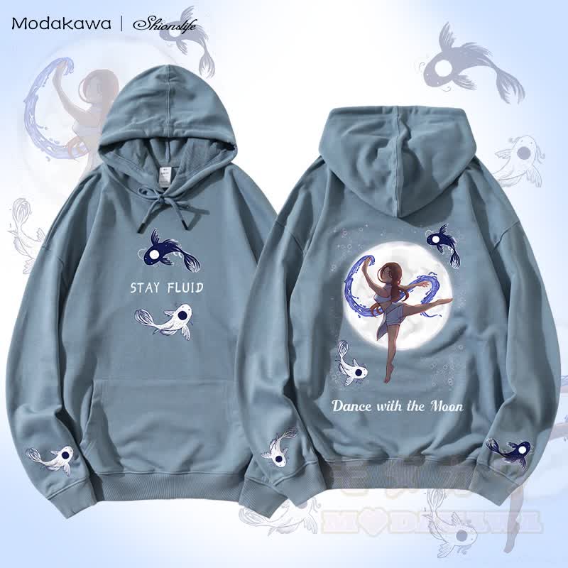 MODAKAWA X Shionslife Katara Water Bending Graphic Streetwear Pullover Hoodie - Staubiges Blau - 5XL - image 2