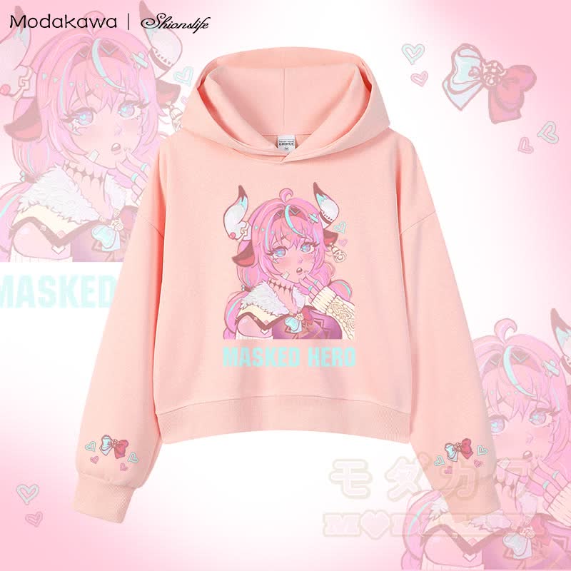 MODAKAWA X Shionslife MASKED HERO Kurzer Baumwoll-Hoodie mit Grafik - Rosa - 3XL - image 2